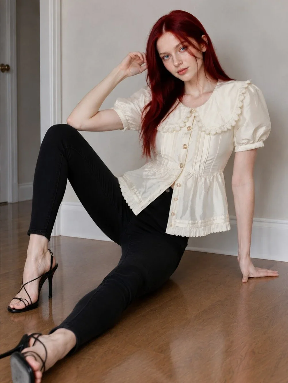 NWT Maeve Anthropologie Ivory Puff Sleeve Babydoll Blouse XS Coquette Fairycore